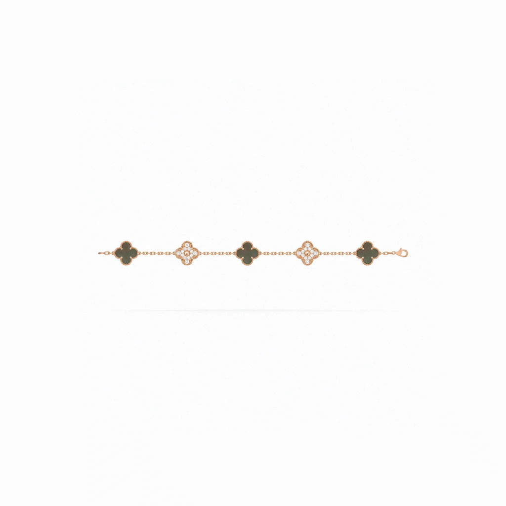 Vintage Alhambra Rose Pavé Clover Bracelet