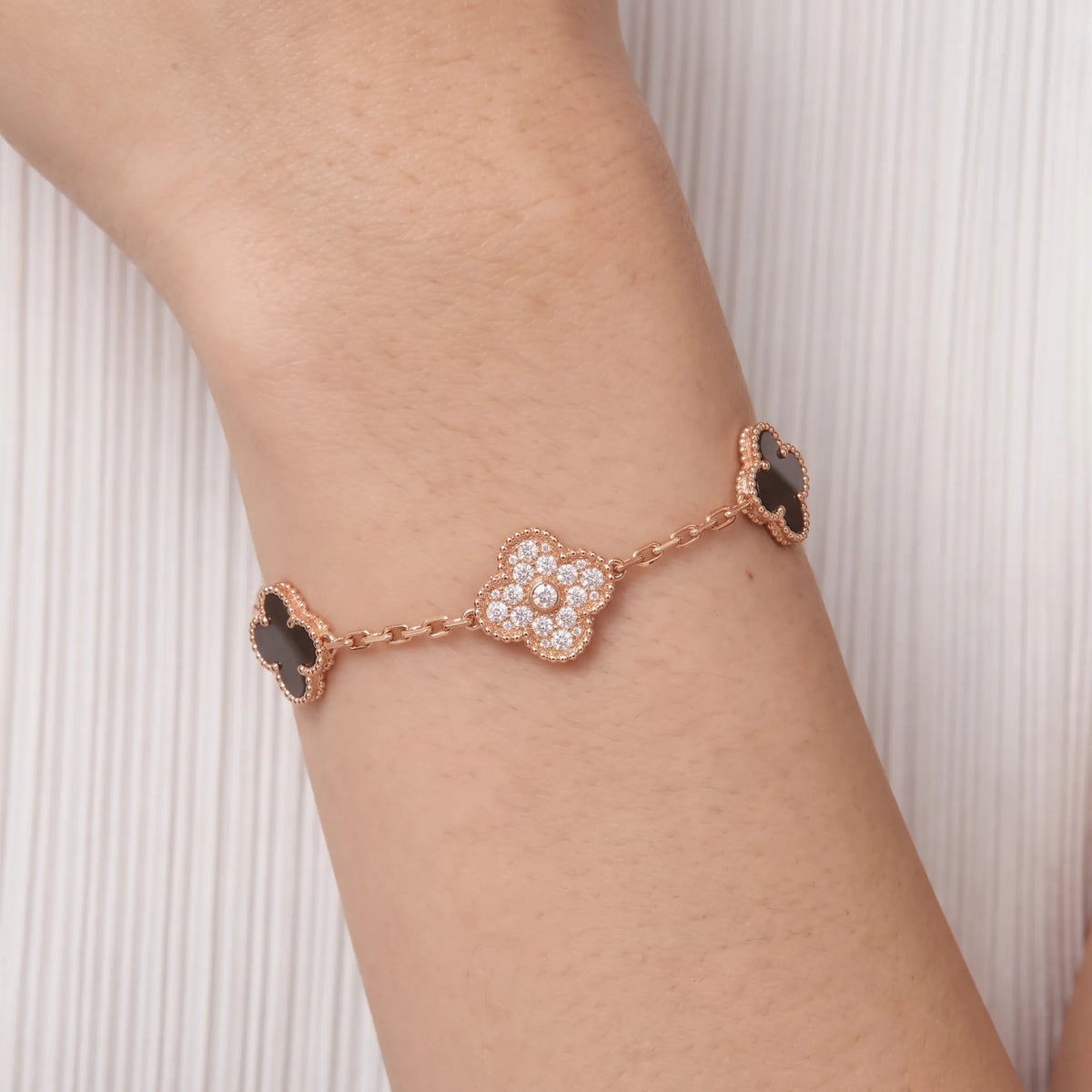 Vintage Alhambra Rose Pavé Clover Bracelet
