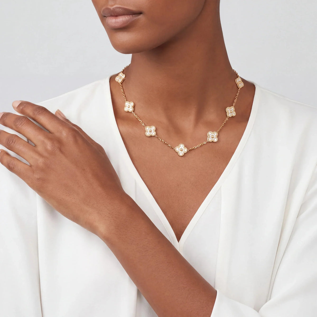 Vintage Alhambra Ten Clover Pavé Necklace