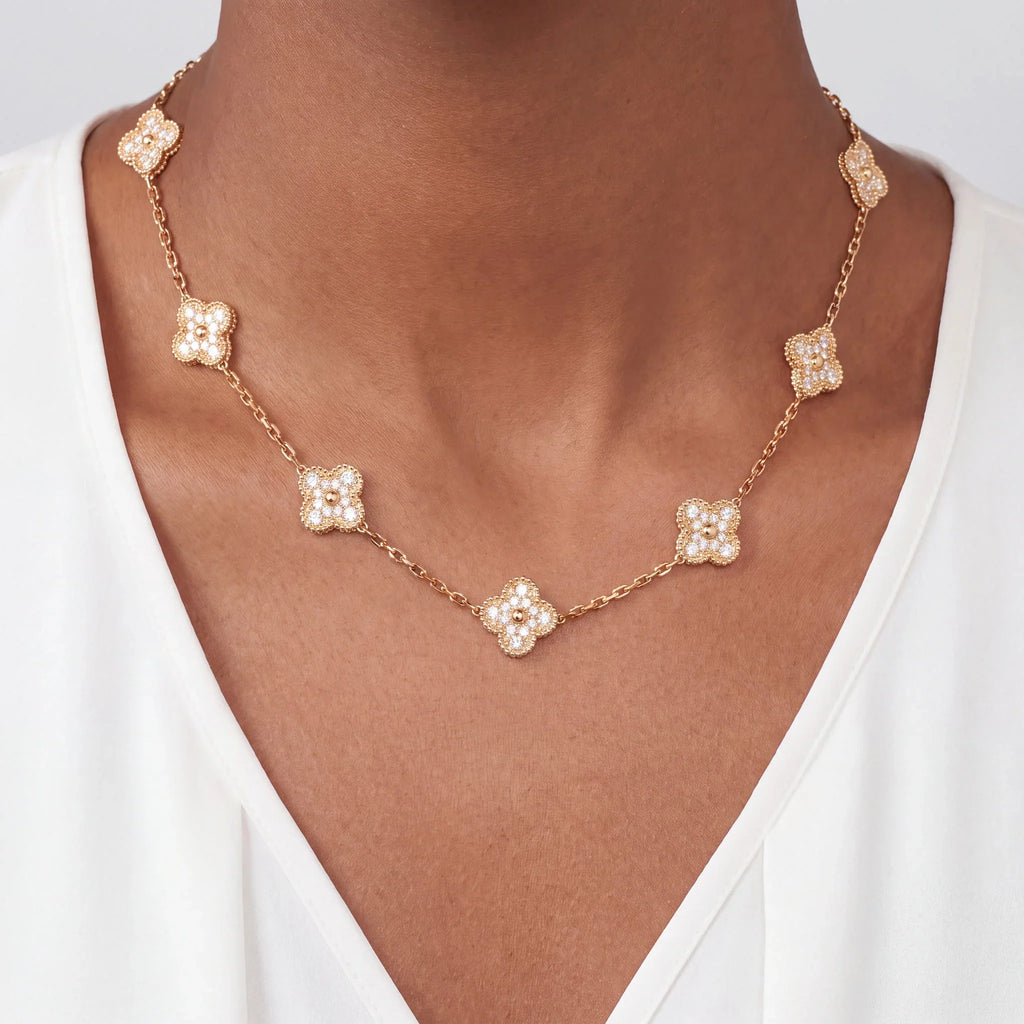Vintage Alhambra Ten Clover Pavé Necklace