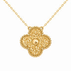 Vintage Alhambra Textured Clover Pendant Necklace