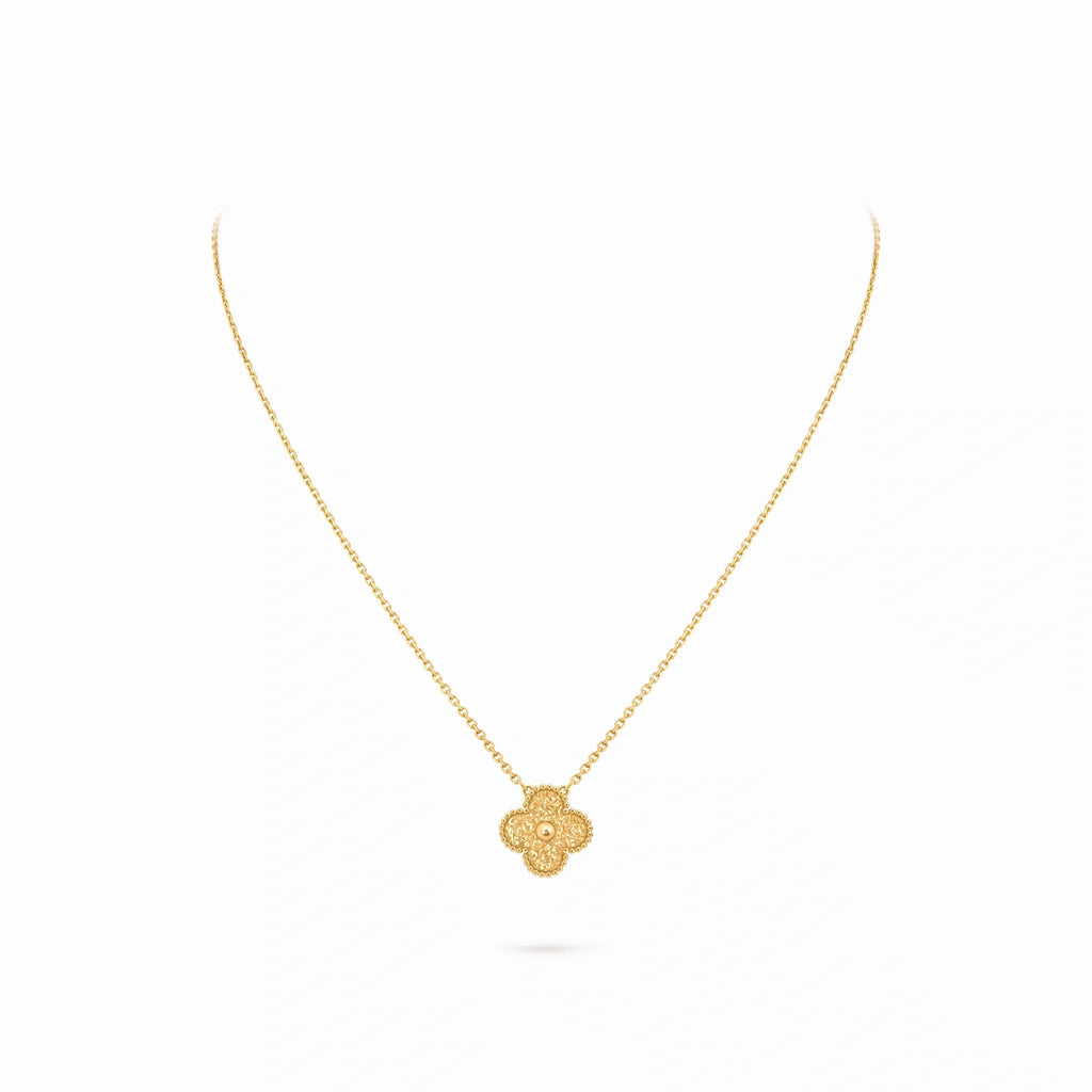 Vintage Alhambra Textured Clover Pendant Necklace