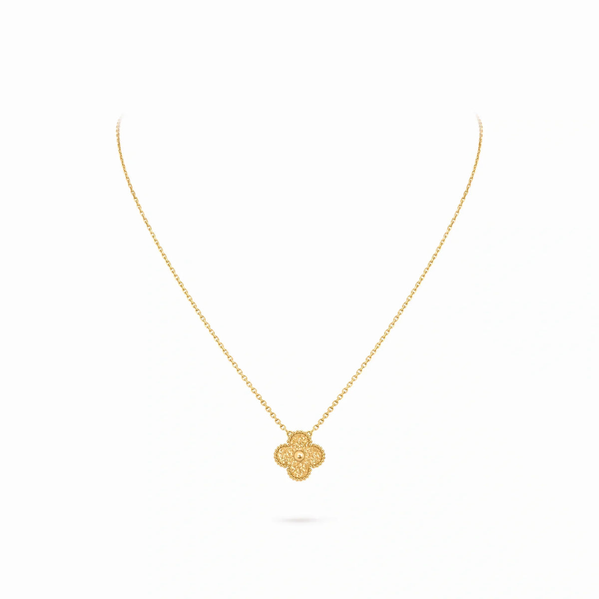 Vintage Alhambra Textured Clover Pendant Necklace
